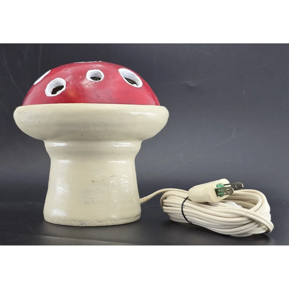 Vtg Toadstool Mushroom Table Lamp – Cozy Cottage Core Handmade Signed Artist